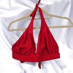 J.Crew Womens Red Halter Bikini Top Size S BY633 Recycled Swimwear‎ New